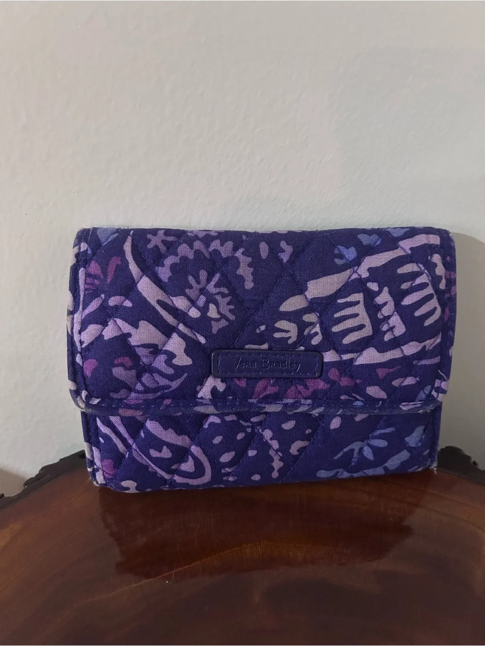 Vera Bradley Purple Quilted Floral Fold-Over Wallet